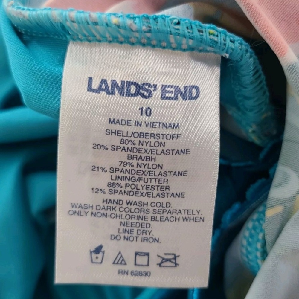 LANDS’ END Floral Wrap Tankini Top in Teal/Pink Size 10 — ABSOLUTELY GORGEOUS!!! - Picture 8 of 9